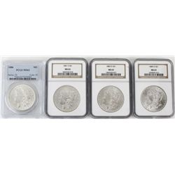 Collection of 4 Morgan silver dollars