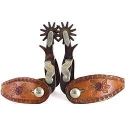 Pair Crockett single mount mustache pattern spurs