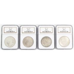 Collection of 4 Morgan Silver Dollars