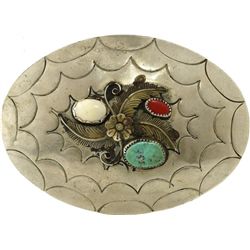 Vintage Navajo Mans buckle set with turquoise,