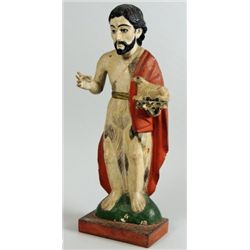 Early 19th C. hand carved Santos with Lamb,