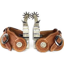 Zia stamped No. 26 spurs hand engraved single
