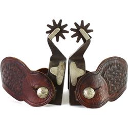 Crockett stamped spurs single mount Sombrero