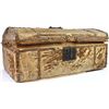 Image 2 : Early tacked leather travel trunk with original
