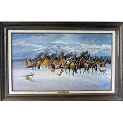 "Home from the Hunt" original oil on board