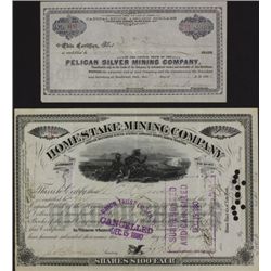 Collection of 2 early mining stock certificates