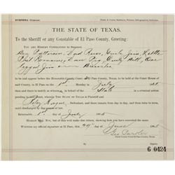 Original 1895 state of Texas summons