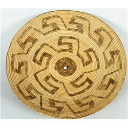 Large 19" Pima basketry tray with whirling log
