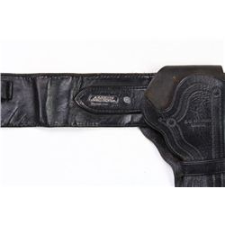 Black leather gun holster rig double loop with