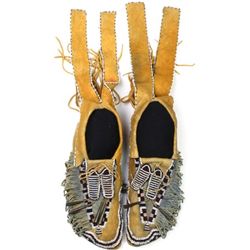 Large pair beaded and fringed ceremonial