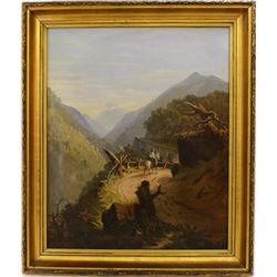 Vintage oil on canvas painting depicting