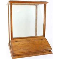 Oak and glass bulk dispenser from early