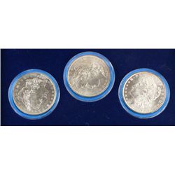Cased set of 3 Morgan Silver Dollars