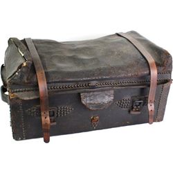 Early antique Stagecoach leather bound trunk