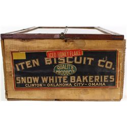 Glass front antique buscuit box