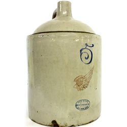 No. 5 Red Wing stoneware whiskey jug,