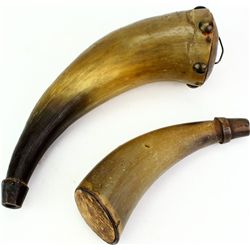 Collection of 2 early powder horns