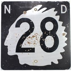 Vintage North Dakota Hwy sign with silhouette