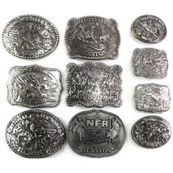 Collection of 10 Hesston NFR rodeo buckles
