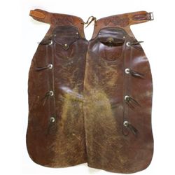 Contemporary leather batwing chaps unmarked,