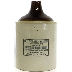 Antique stoneware advertising whiskey jug