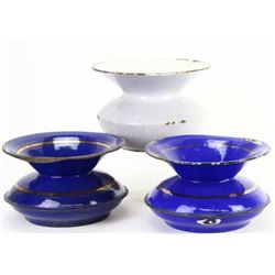Collection of 3 enamel spittoons.