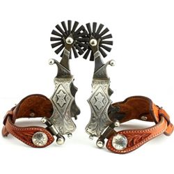 L&M double mounted spurs with 2 1/2" chap