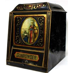 Large antique tin bulk dispenser, early hardware