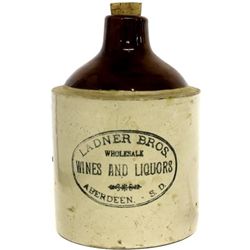 Antique stoneware advertising whiskey jug