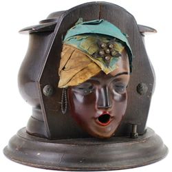 Antique wood mechanically cigarette dispenser