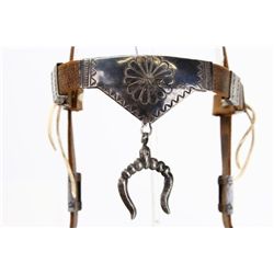 Fine Navajo sterling silver & leather headstall