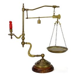 Miners scale in brass on wood base