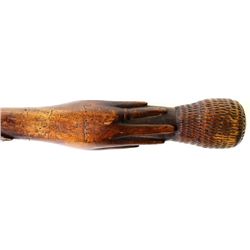 19th C. carved walking stick w/ outstretched hand