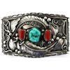 Image 2 : Sterling silver and turquoise with red coral belt