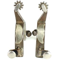 Crockett silver mounted mustache pattern spurs