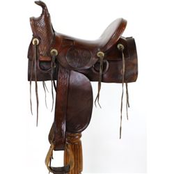 Early slick fork square skirt saddle embossed