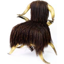 Great vintage childs horn chair long brown woolie