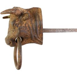 Great old cast iron hitching post bull head shape