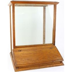 Oak and glass bulk dispenser from early