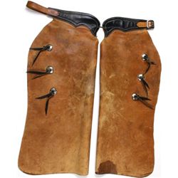 Leather batwing chaps stamped Longhorn