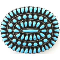 Fine Zuni sterling and petit point belt buckle