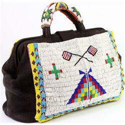 Doctors bag with applied bead panels
