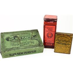 Collection of 3 good early medical tins includes