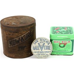 Collection of 3 antique medical tins includes