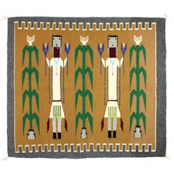 1950's quality 2 figure Yei rug, extremely