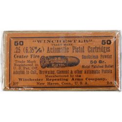 Winchester 25 auto full box ammo.