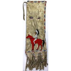 Beaded pictorial double sided pipe bag