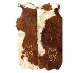 Hair on cow hide leather chaps worn on Montana