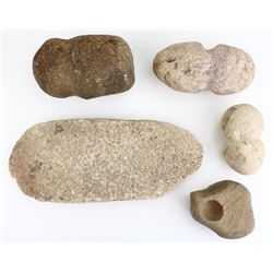 Collection of 5 Indian stone artifacts includes