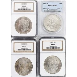 Collection of 4 Morgan Silver Dollars